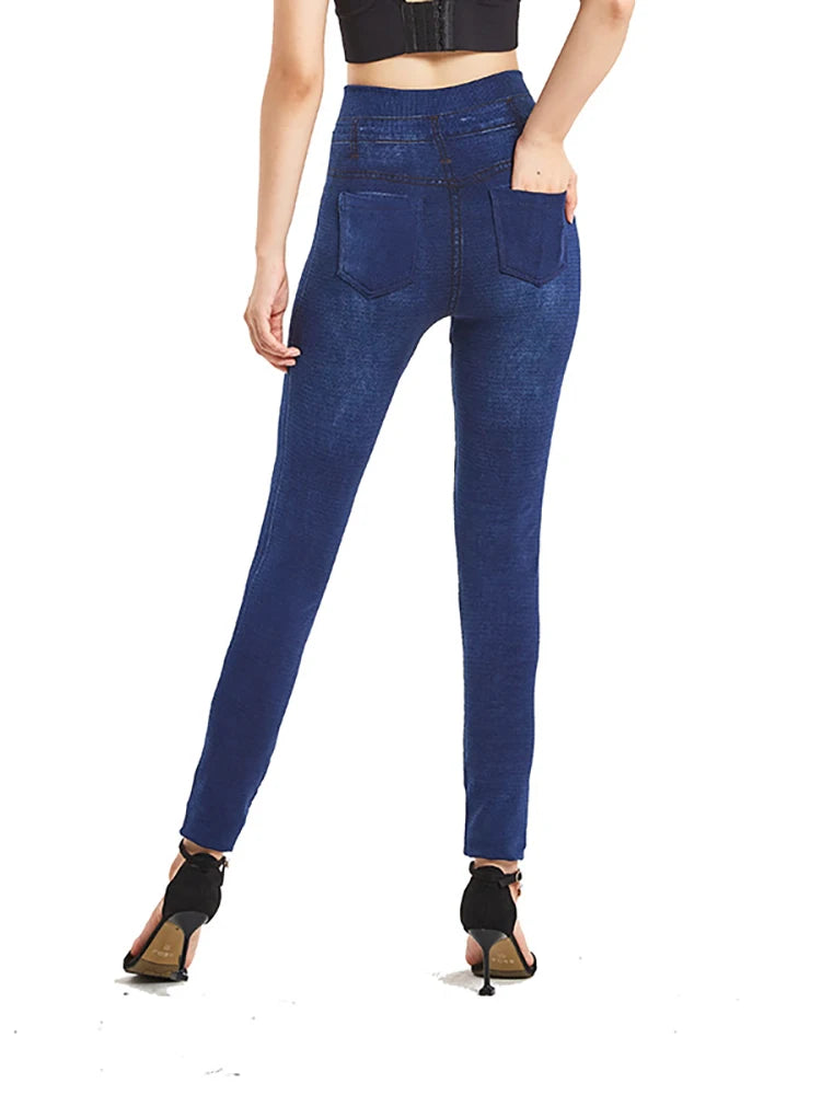 Stretchy Solid Color Plus Size Jeggings Fashion False Jeans