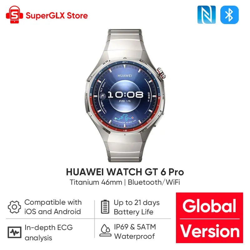 HUAWEI Watch GT 6 Pro Smartwatch Up to 21-Day Battery Life Global Version Watch GT6 Pro Work seamlessly with iOS and Android NFC