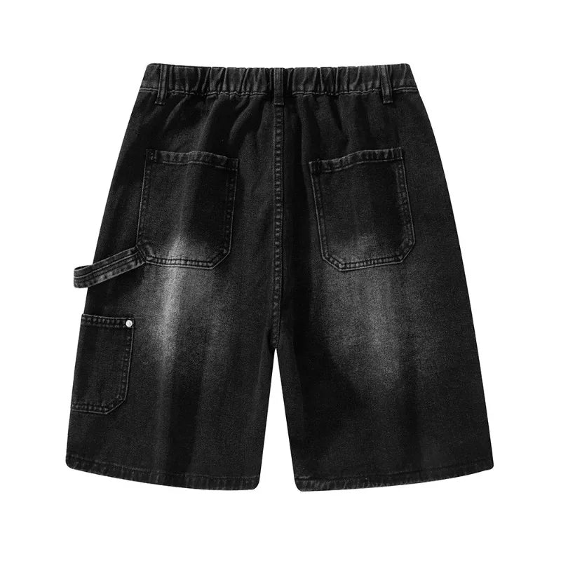 Men's Denim Shorts Summer Loose Vintage Hip-hop Cargo Moto Short