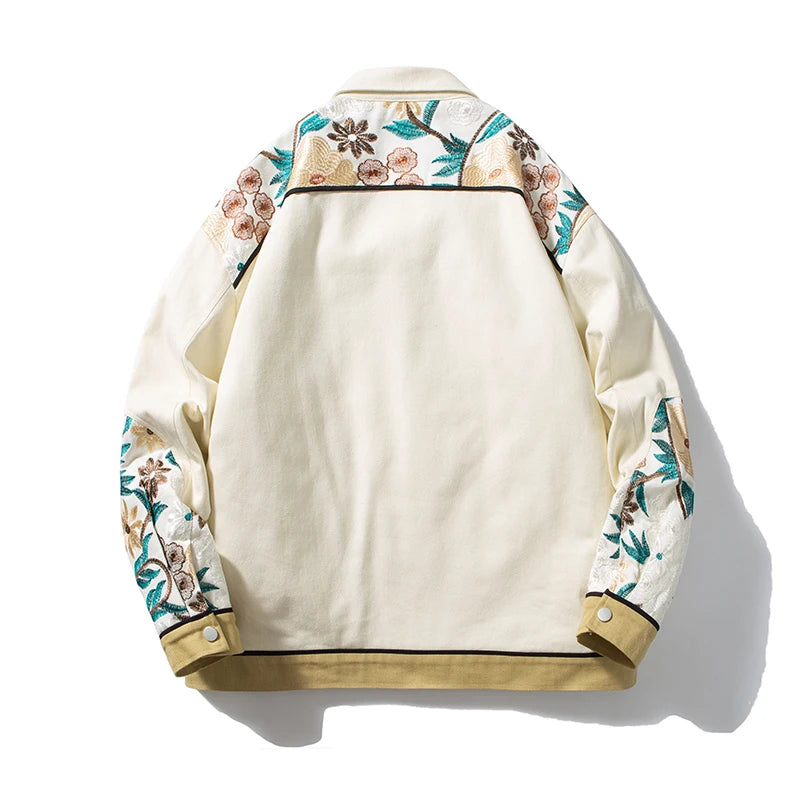Men Flowers Print Cotton Twill Winter Casual Jacket Slim Fit Design Streetwear