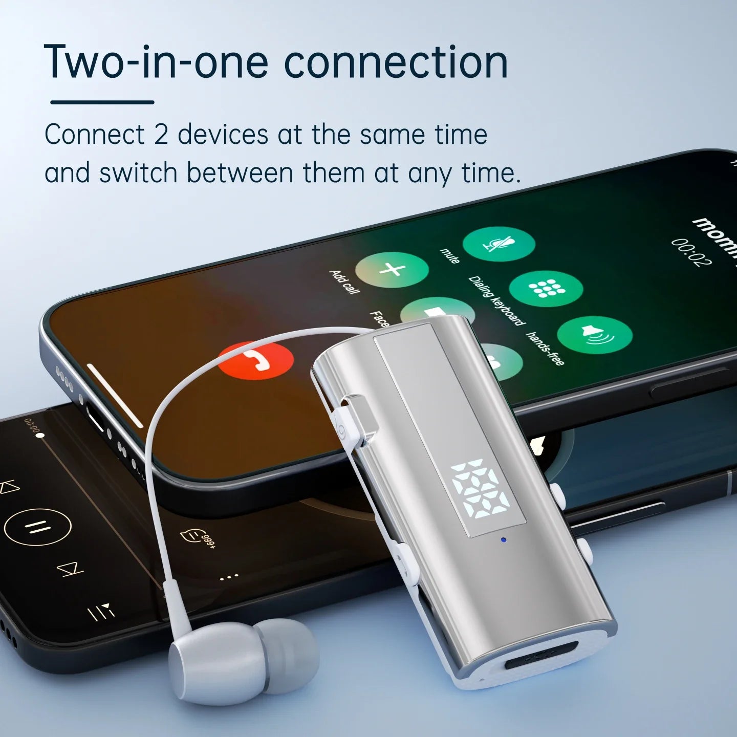 K92 Bluetooth 6.0 Lavalier Business Headset Call 30h/Music 50h Vibration Reminder LED Digital Display With Mic Wireless Earphone