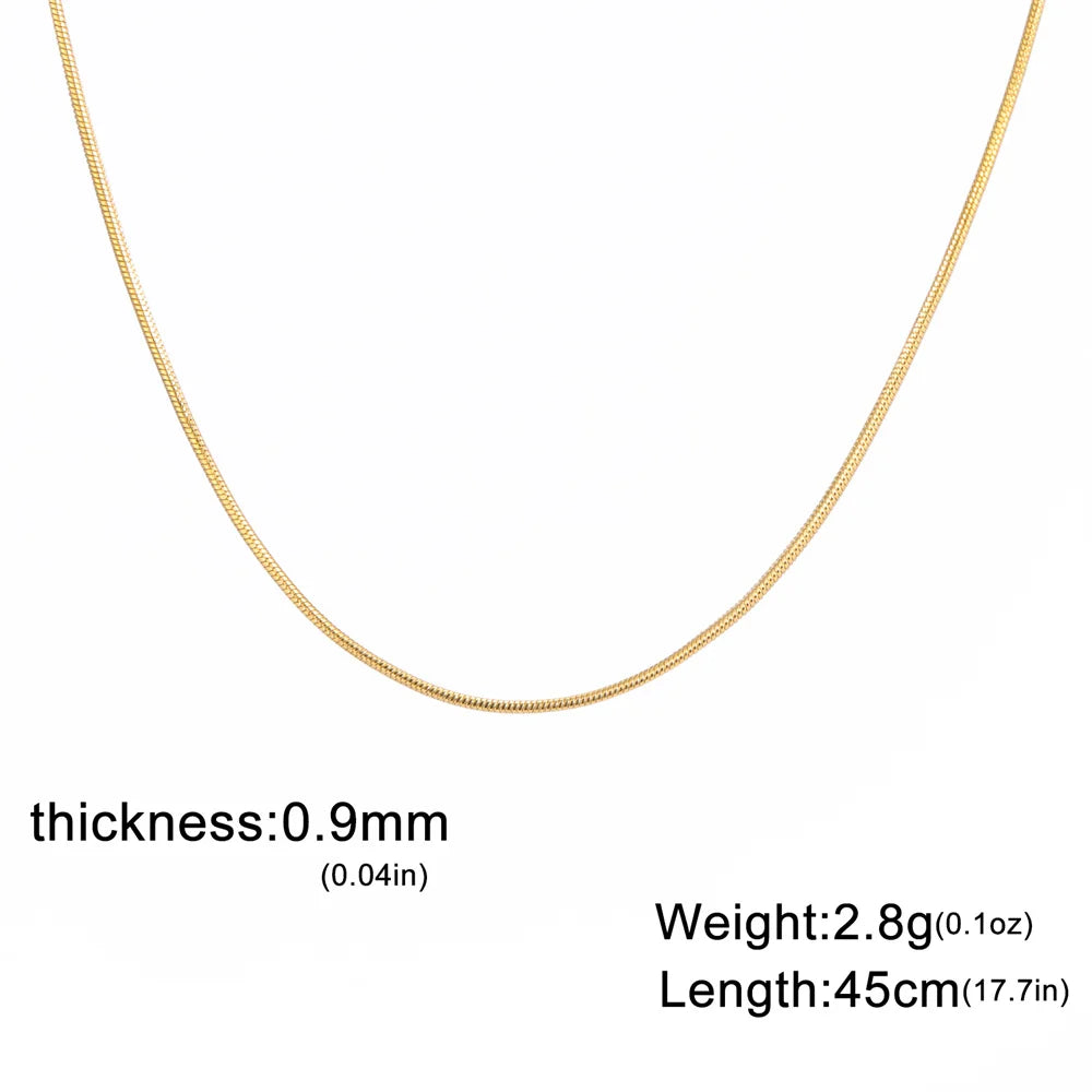 My Shape Round Snake Chain Necklace for Women Men Stainless Steel Link Chain 0.9mm 1.2mm 2mm Chains Choker Fashion Jewelry Gifts