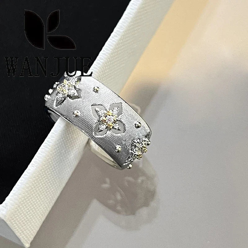 Italian hand-brushed craftsmanship palace style retro women's ring bracelet necklace earring set fashion romantic party gift