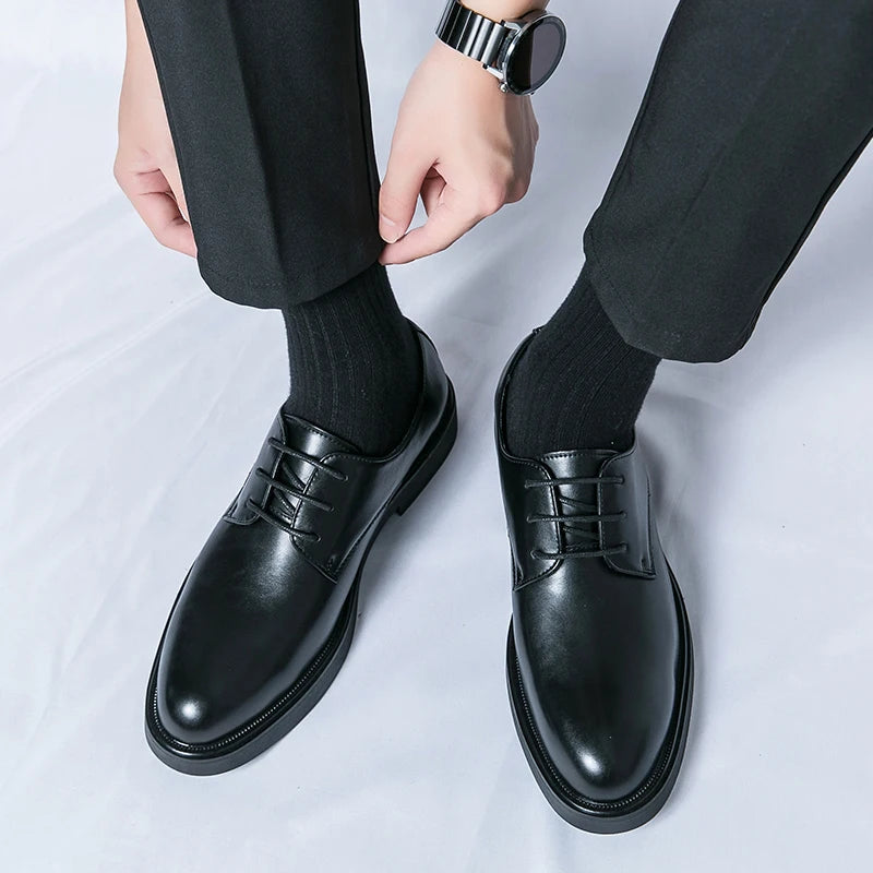 Classic Italy Pointed Toe Leather Shoes Men Luxury Oxfords Business Formal Office Men Shoes Boos Dress Men Black Wedding Shoes