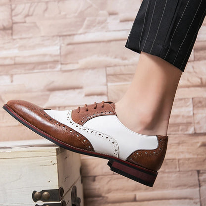 Men Dress Shoes Handmade Brogue Style Paty Leather Wedding Shoes Men Flats Leather Oxfords Formal Shoes Loafers Party Flats