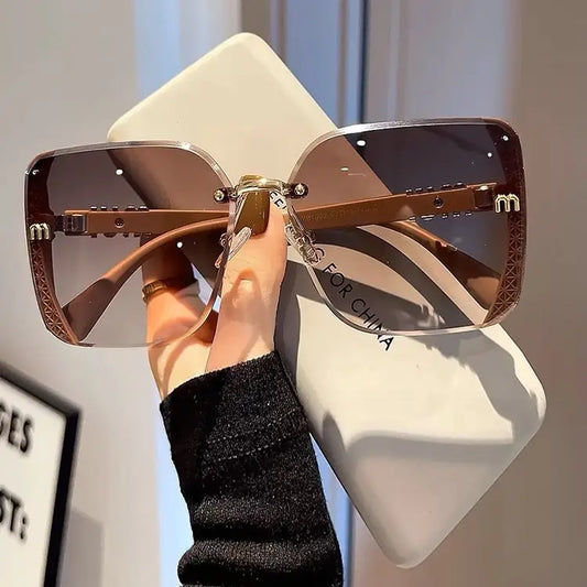 Sunglasses Women Luxury Brand Letters Anti Strong Light Vintage