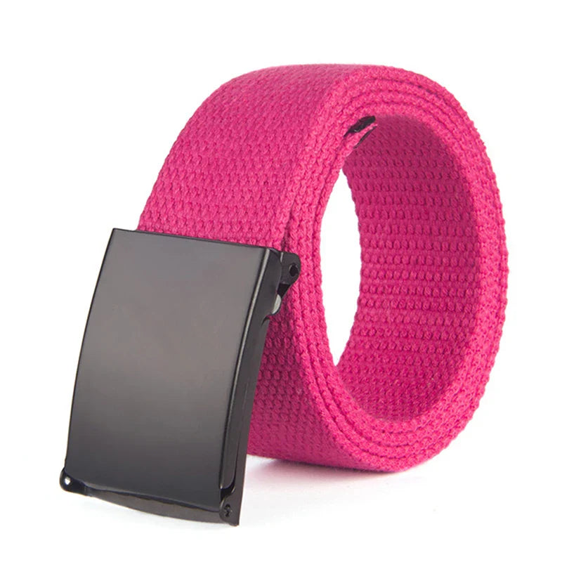 Fashion New Unisex Trousers Belts Canvas Belt metal buckle Men Women Boys Jeans belts Candy Colors Top quality120cm luxury belts