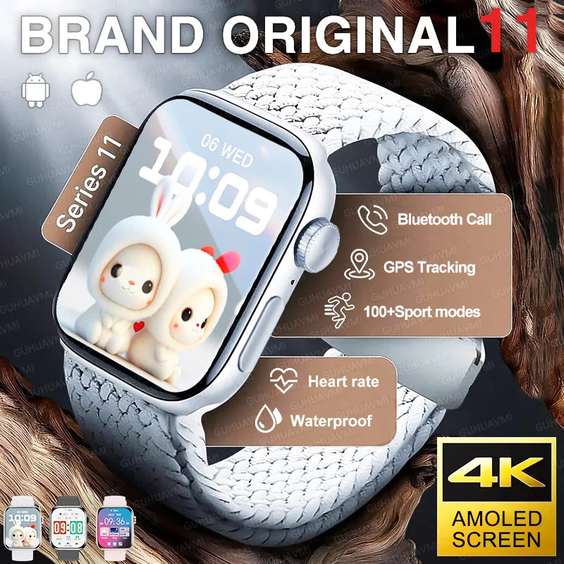 New Series 11 Watch Original Men Women Bracelet AMOLED Display Heart Rate Bluetooth Call GPS Track Waterproof Sports Smartwatch