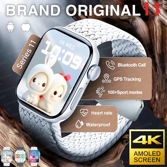 New Series 11 Watch Original Men Women Bracelet AMOLED Display Heart Rate Bluetooth Call GPS Track Waterproof Sports Smartwatch