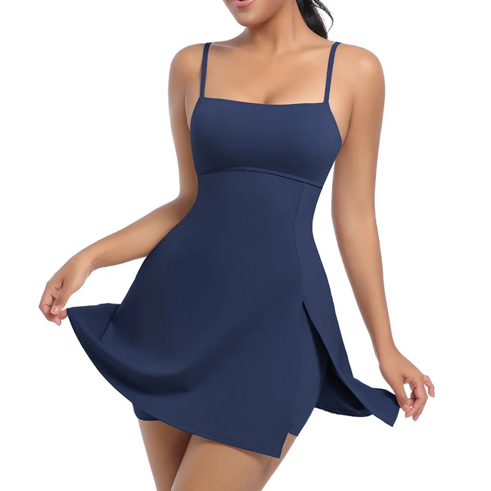 Cloud Hide Safe Sports Dress Golf Tennis Gym Yoga Dresses Women Girl Running Workout Long Skirts Fitness Outdoor One Piece Dress