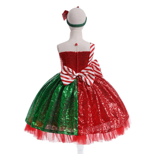 Girls Christmas Dress Kids Cartoon Snowflake Print Dress Baby Winter Snowman Holiday Girl Children Clothing