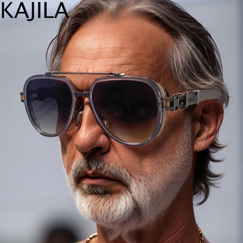 Sunglasses Men Brand Oval Metal Frame Steampunk Sunglasses