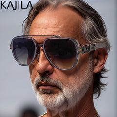 Sunglasses Men Brand Oval Metal Frame Steampunk Sunglasses