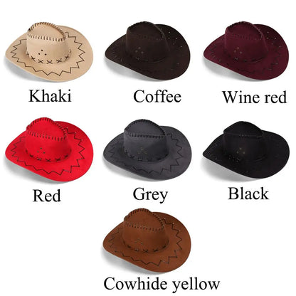 Women Men Cowboy Hat Western Suede Cowgirl Hats Fashion West Fancy Dress Party