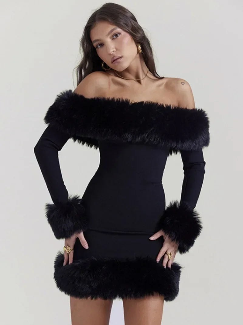Formal attire Dresses: Woman Clothing Off Shoulder Patchwork Black Dress