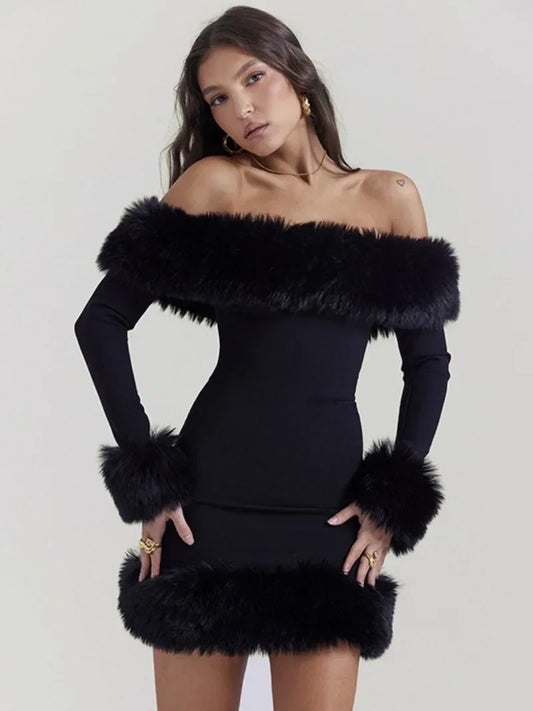 Formal attire Dresses: Woman Clothing Off Shoulder Patchwork Black Dress
