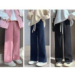 Women Long Pants Spring Autumn Women Elastic Waist Stright Long Wide leg pants