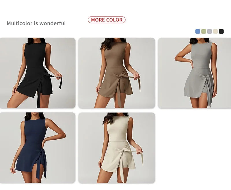 Cloud Hide SEXY Tennis Skirts Sports Dress Golf Gym Yoga Dresses Women Girl Running Workout Long Skirt Fitness One Piece Dress