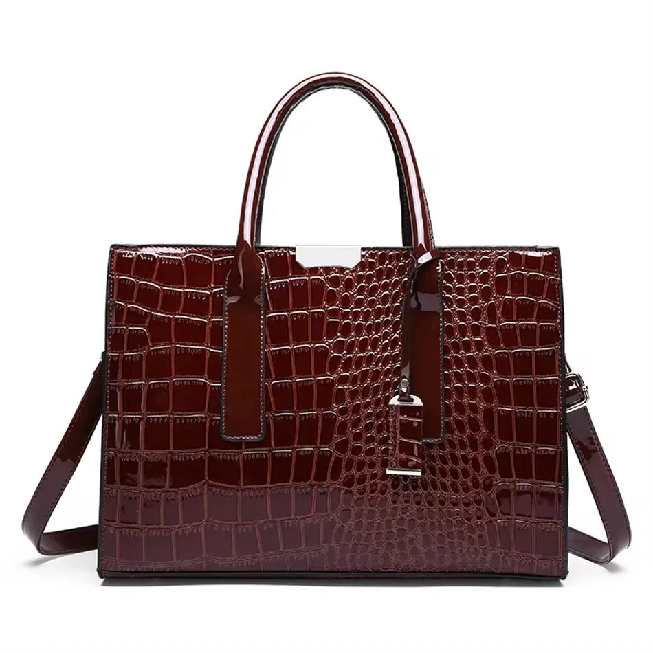 Brand Leather 3 Layers Alligator Crossbody Bag for Women Female Shoulder