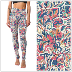 Floral Leggings High Waist Paisley Printed Legging For Women Highly Stretchable