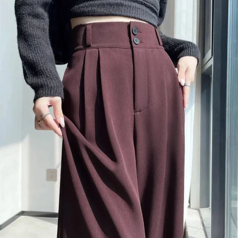 High Waist  Suit Pants Women Straight Black Korean Office Ladies Trousers Fashion
