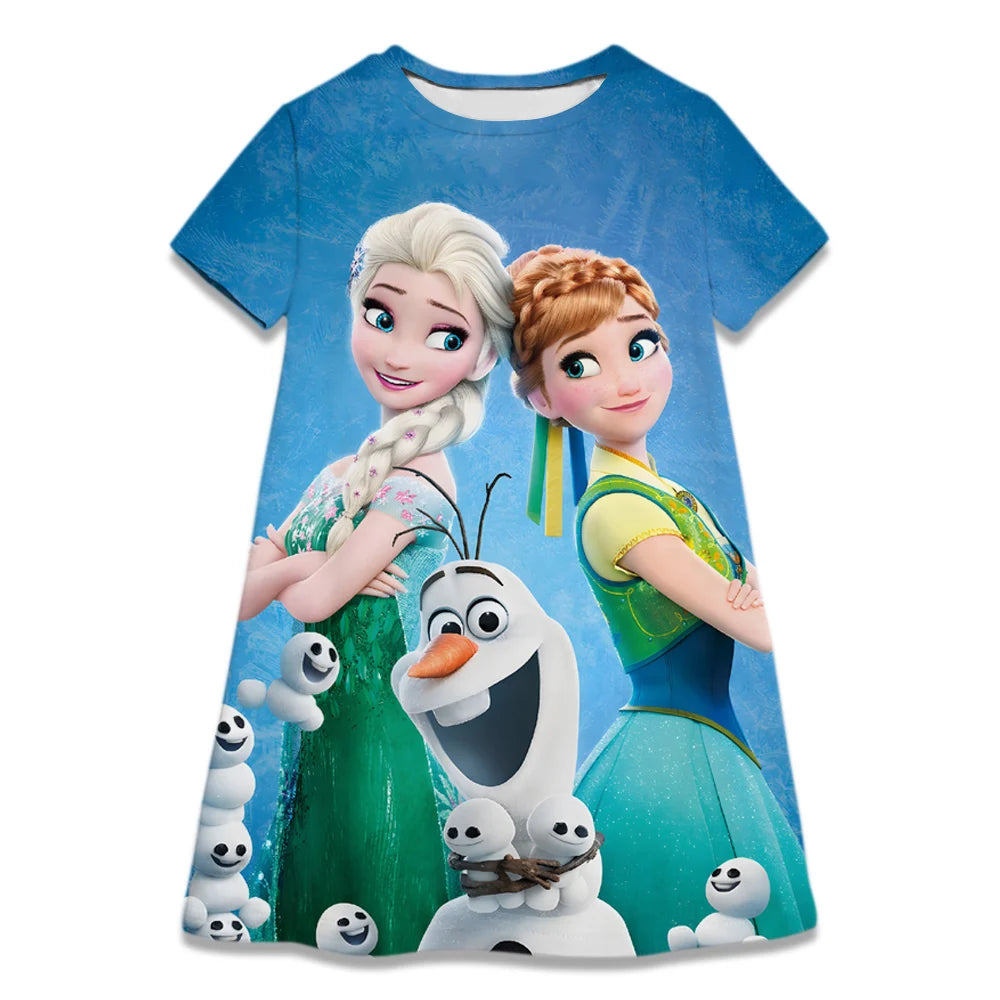 Kids Girl Cosplay Snow Queen Top Disney Frozen Elsa And Anna Princess Dress