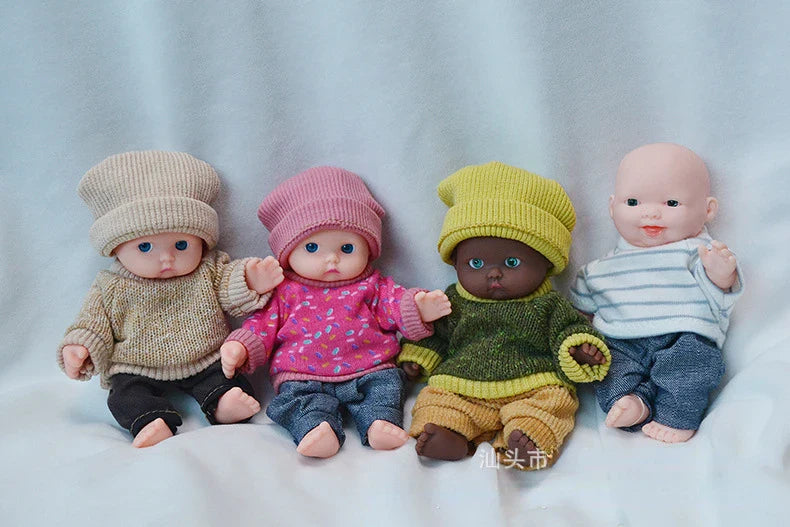 12cm Reborn Dolls Mini Palm Dolls Simulation Baby Dress Up Doll Reborn Doll Girls Boys Boneca Toys for Kids Munecas Reborn 1/12