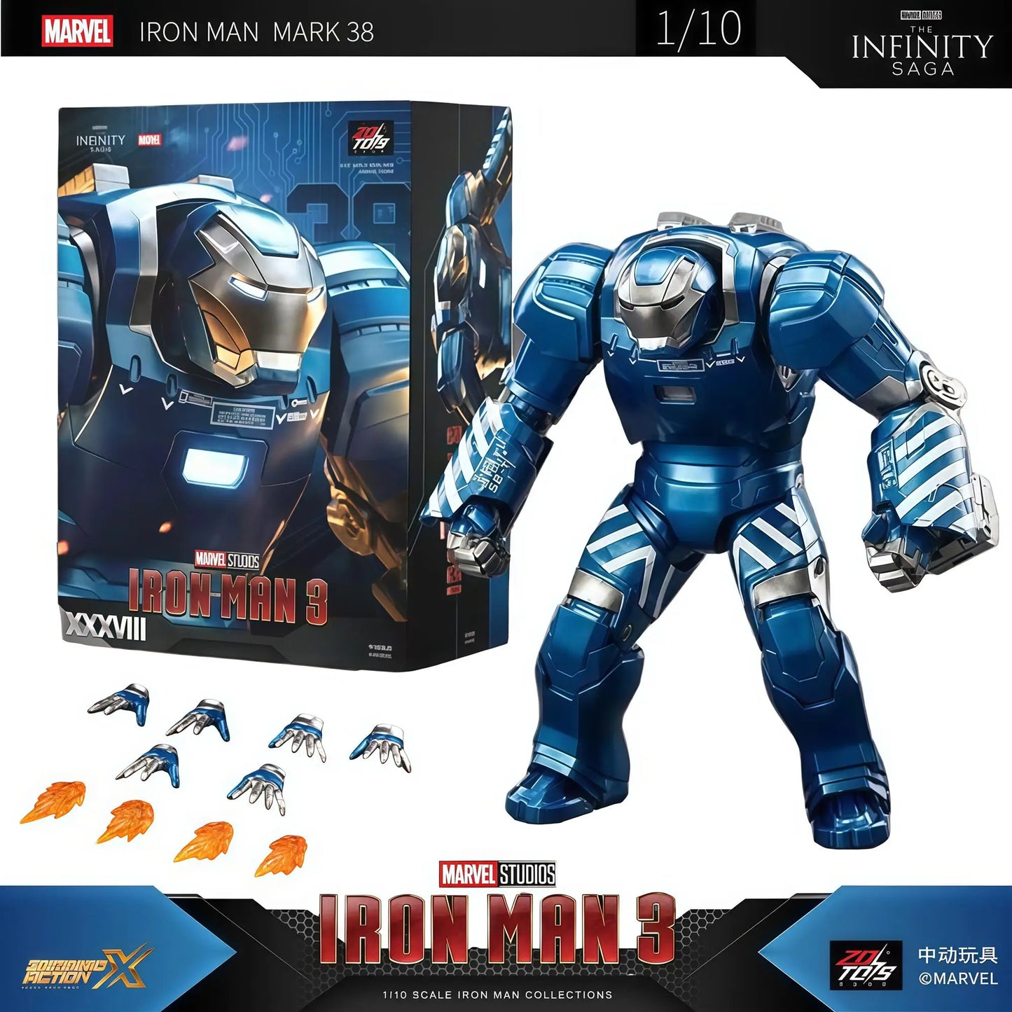 1:10 ZD Toys Iron Man MK38 Igor MK25 Striker MK26 Gamma MK36 Peacemaker MK40 MK15 Sneaky Action Figure Collections Gift