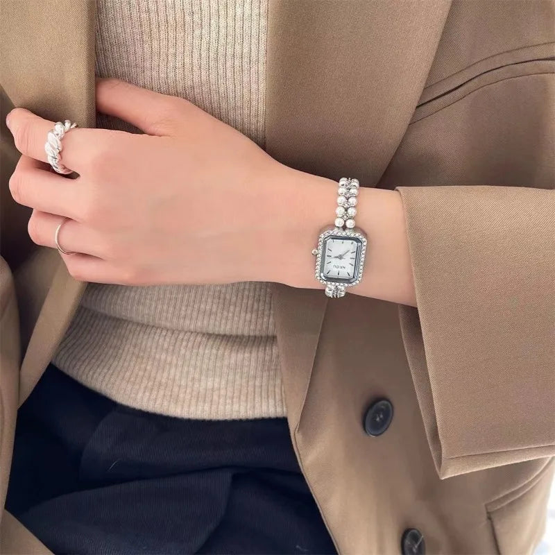 Pearl Studded Strap Women Watch Luxury Ladies Gift Bracelet Watch Fashion Quartz Wristwatches Dropshipping Relojes Para Mujer