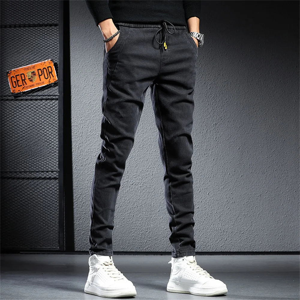 Spring Summer Black Gray Cargo Jeans Men Streetwear Denim Jogger Pants Men