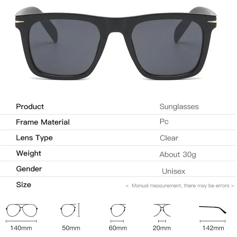 Vintage Square Sunglasses Men Anti-Blue Light Glasses Fashion Gradient Driving Shades Leopard Black Brand Oculos