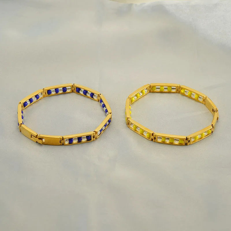 High Quality Titanium Steel Beaded Hand Bracelet Waterproof Bracelet Stainless Steel Jewelry Woman 2024 Bijoux Aciee Inoxydable