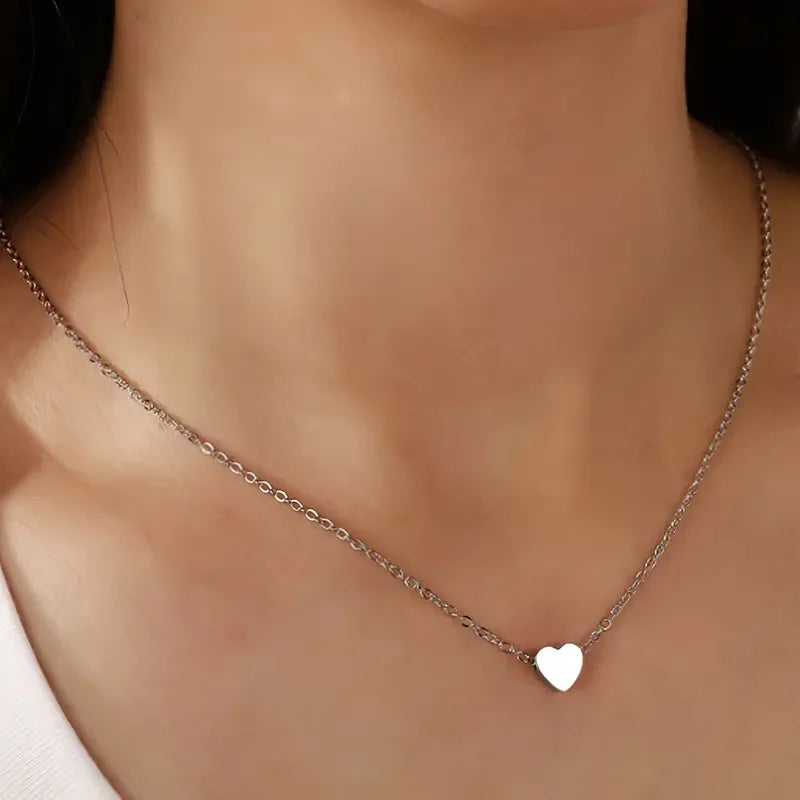 LUXUKISSKIDS Heart Star Moon Pendant Necklaces Tiny Charms Stainless Steel Choker Women/Girls Y2K Sweater Boho Jewelry Collares