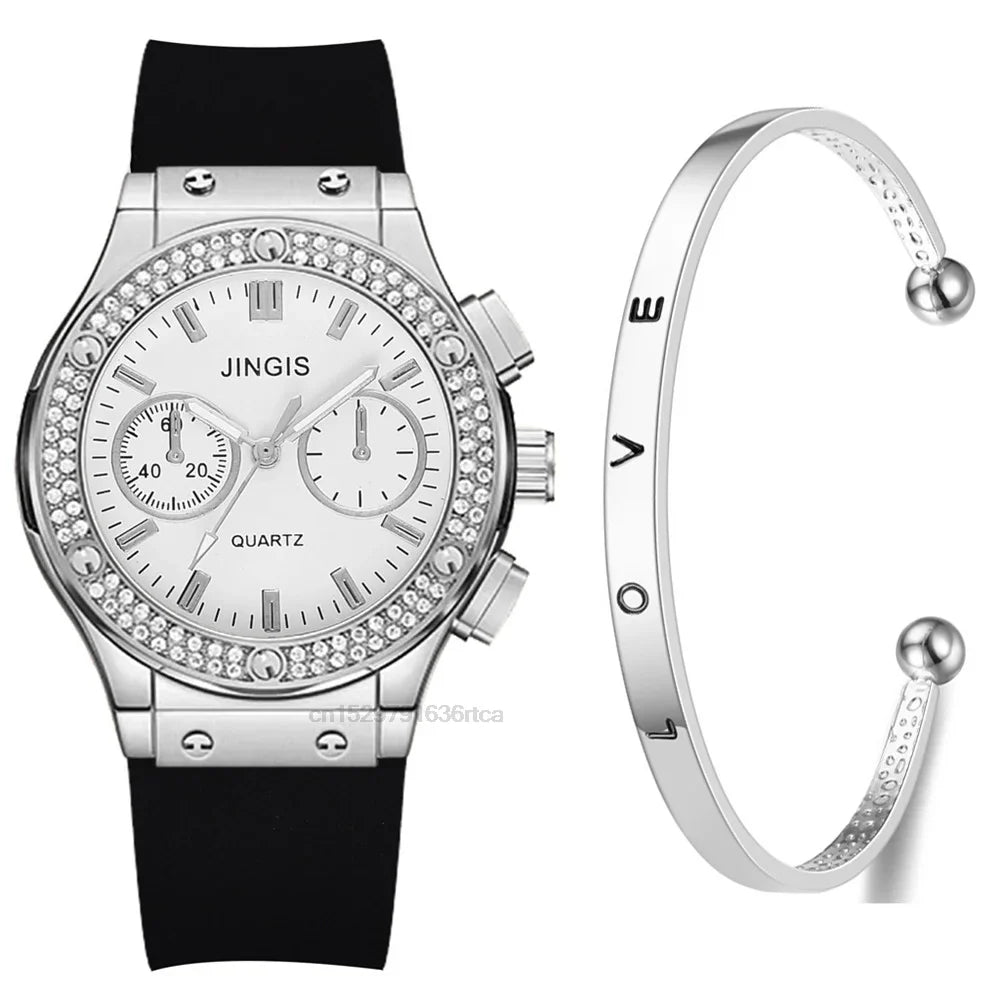 Fashion 2025 Rubber Women Watches Luxurious Brand Casual Diamond Female Quartz Wristwatches Simple Sport Clock Relogio Feminino