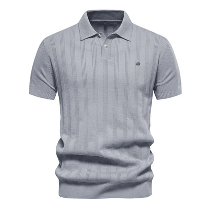 2024 New Summer Ribbed Knit Polo Shirt for Men Breathable and Cool Brand Quality Mens Textured Polo Shirts