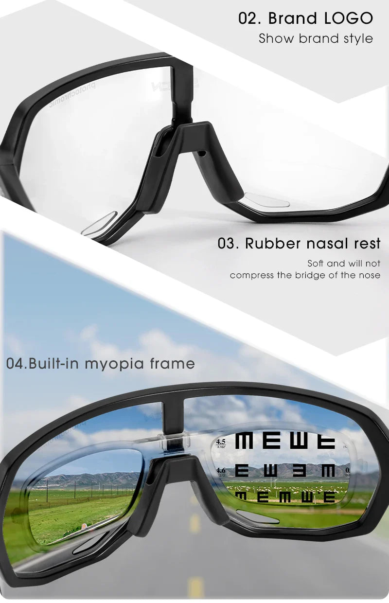 SCVCN Photochromic Cycling Sunglasses Cycling Glasses UV400 Bicycle Eyewear Sports MTB Outdoor Bike Goggles Sunglasses Eyepieces