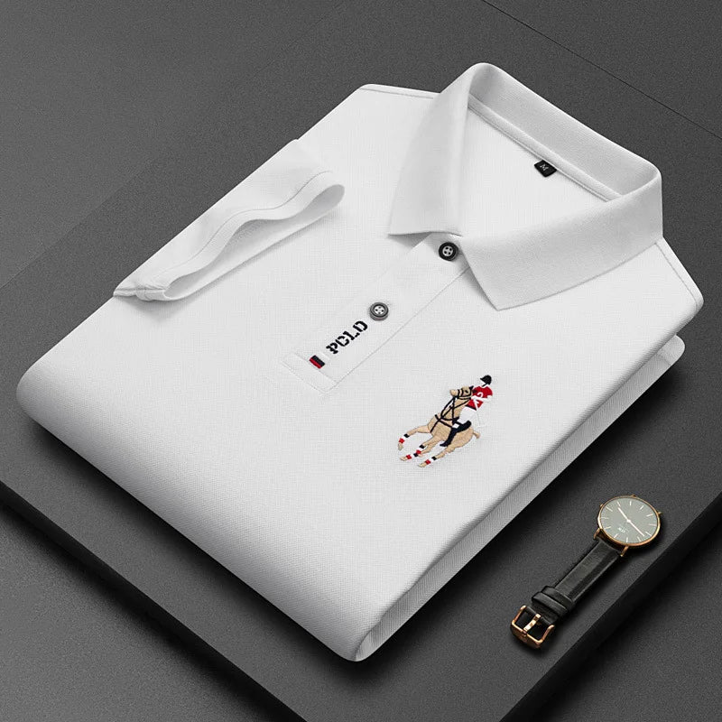 Brand Embroidered Men's Pure Cotton Popsicle Cotton Short Sleeved Polo Shirt Summer New Business Casual Breathable Men's Top 4xl