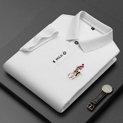 Brand Embroidered Men's Pure Cotton Popsicle Cotton Short Sleeved Polo Shirt Summer New Business Casual Breathable Men's Top 4xl