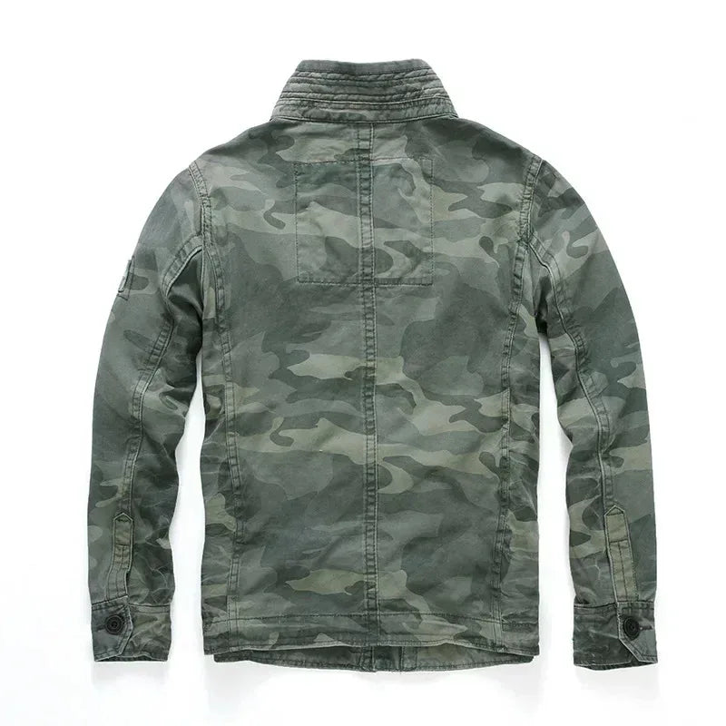 Men Jacket Men M65 Denim Retro Cargo Jacketes Outdoor Multi Pockets Camo Tops