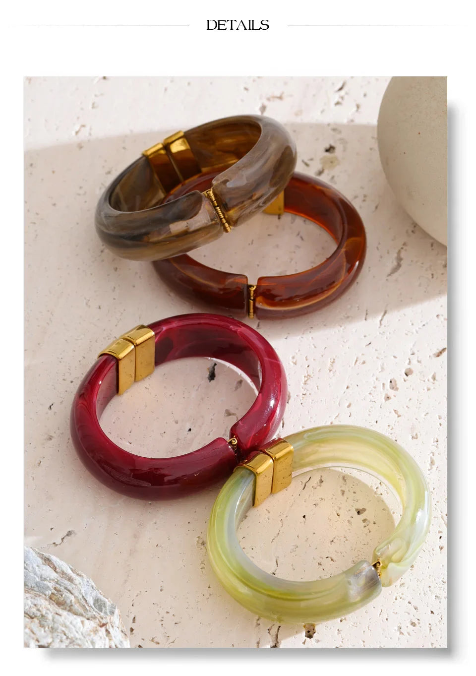 Yhpup 66mm Green Pink Brown Purple Acrylic Thick Bracelet Bangle for Women Stainless Steel Arrivals 2025 Wrist Jewelry Gift