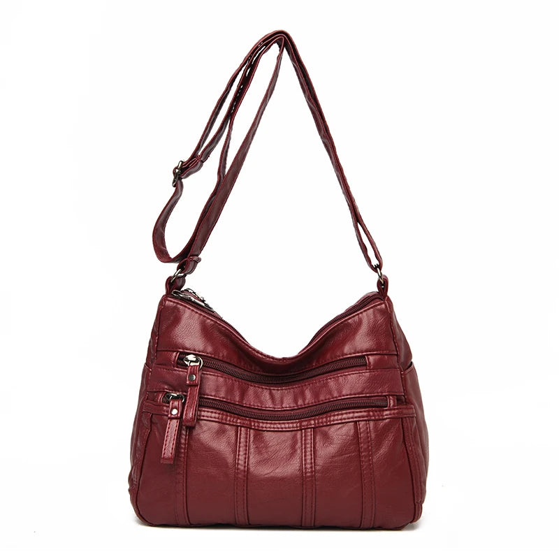 Fashion Soft Leather Crossbody Bags for Women Casual Female Multi Pocket
