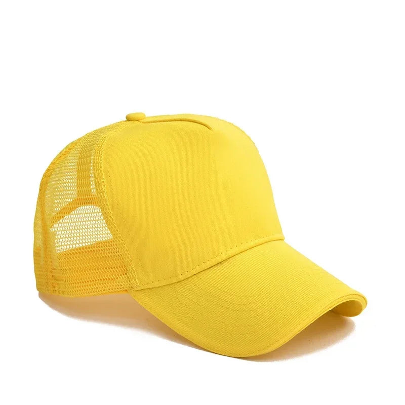 Custom Trucker Hat Logo Cotton Mesh Breathable Baseball Cap Women Men Summer Sunshade Mesh Cap 5 Panels Truck Hat Cap Wholesale