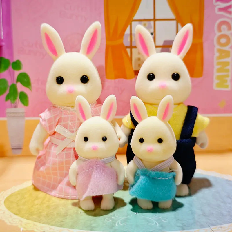 Forest Family Reindeer Rabbit Panda Animal Simulation Dollhouse Furniture Toy Set House Accessories Christmas Gifts for Kids