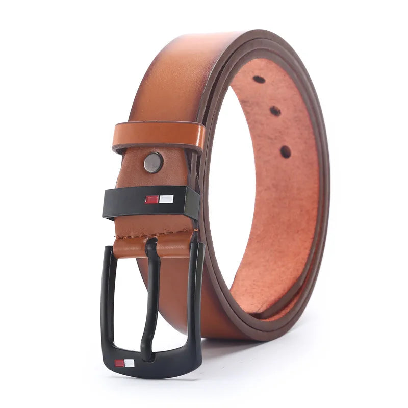 Men's PU Leather Alloy Pin Square Buckle Belt BusinessLeisure Belts Fashion WaistBelts for Men