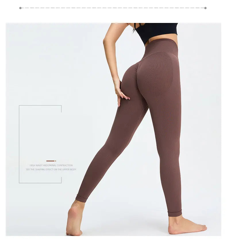 Seamless High Waist Nude Yoga Pants Women's Honey Peach Hip Lifting Tight Fitness