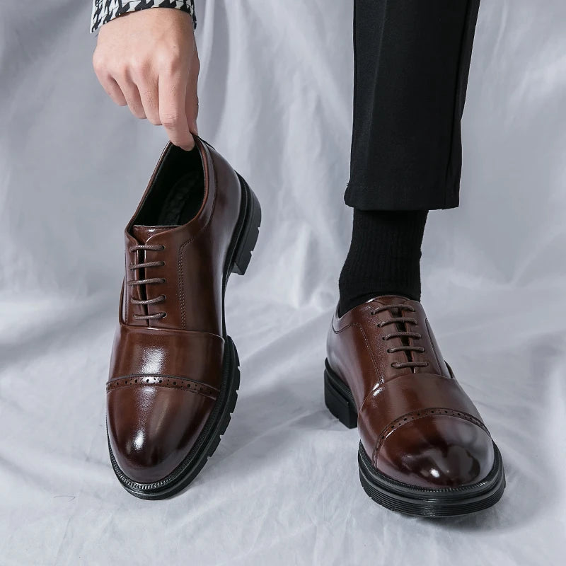 Comfortable Work Shoes Mens Oxford Shoes Men's Formal Shoes Brogue Dress Shoes Classic Business Formal Shoes Large Size 38-46