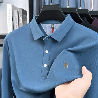 Premium Brand Quality Men's Polo Shirt Autumn Fashion Cartoon Embroid Long Sleeve Exquisite Lapel T-Shirt Business Menswear Top