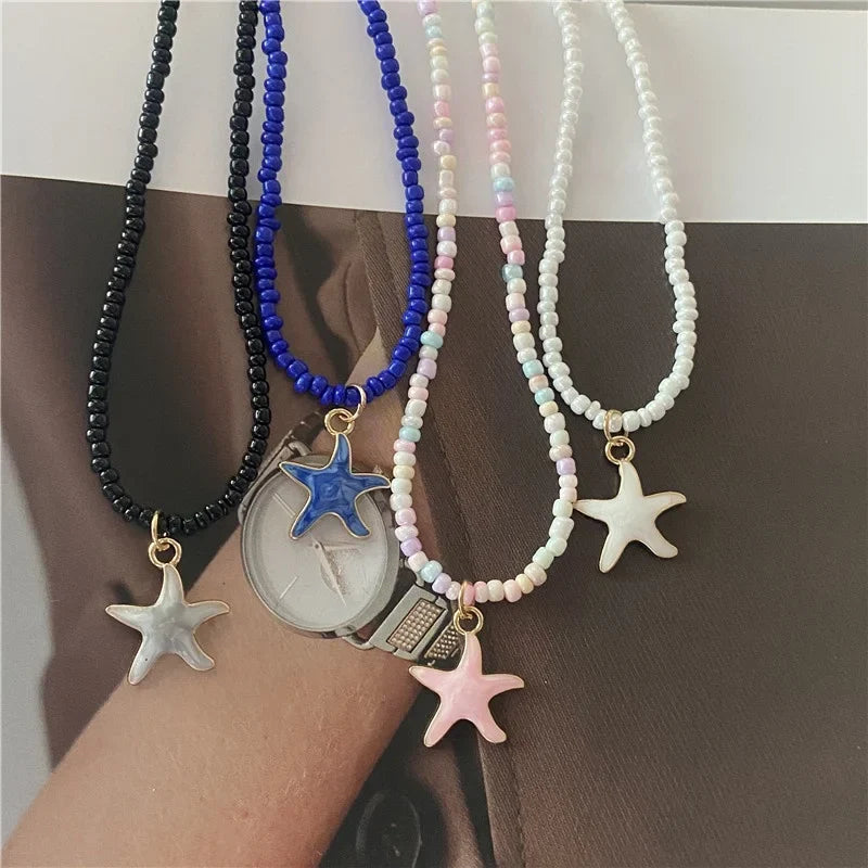 Spring Summer Necklace for Women Girl Cute Romantic Starfish Short Neck Jewelry Party Wedding Necklace Wholesale