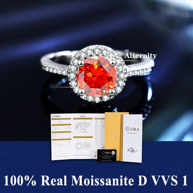 NEW 100% Real Moissanite Ring D VVS1 Pass Diamond Test Pen Adjustable Size S925 Sliver GRA Certificate Wedding Rings for Women