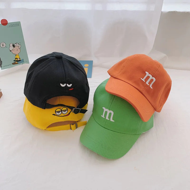 Kids Baseball Cap Children's Hat for Lovely Baby Cotton Breathable Kids Hats Girl Boy Caps M Letter Embroidered Hat for Boy